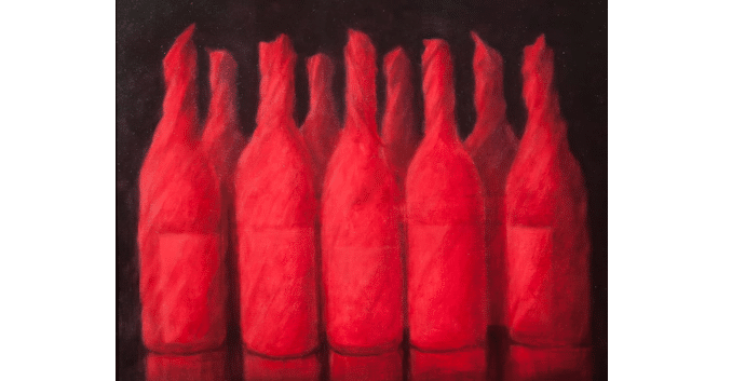 Lincoln Seligman, Garrafas de vinho embrulhadas, 2012.