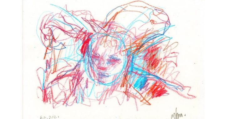 Marcelo Guimarães Lima, Medusa,
crayon on paper, 21x29cm,
2021.